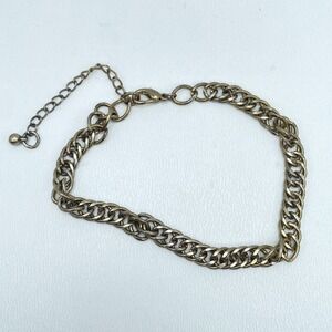 Vintage Gold-Tone Adjustable Extender Chain Metal Curb Link Lobster Bracelet 90s